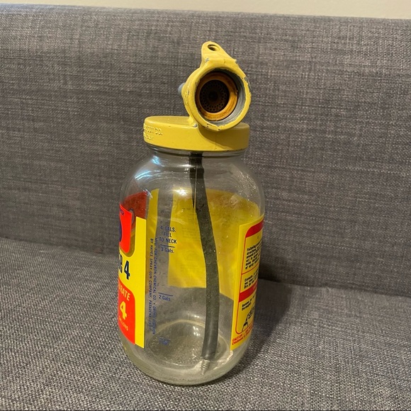 Vintage Ortho Spray-Ette 4 Glass Jar & Yellow Metal Sprayer Nozzle Hayes - Picture 2 of 6